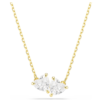 swarovski عقد mesmera، شكل قلب، لون أبيض، لمسة نهائية من الذهب عيار 18 قيراط
