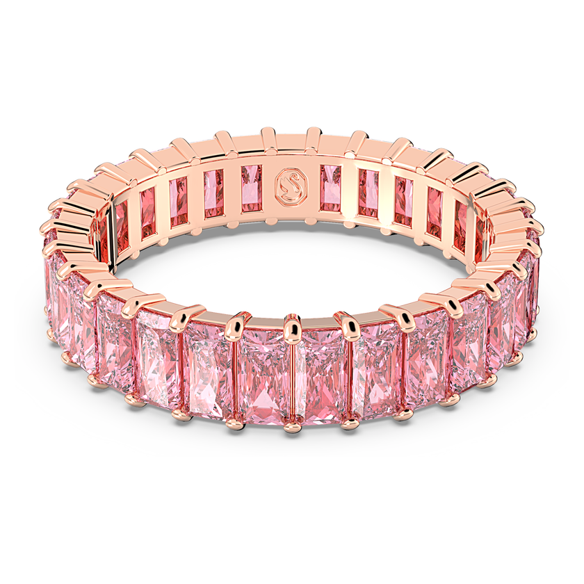 swarovski خاتم matrix، قطع باغيت، لون وردي، لمسة نهائية من الذهب الوردي عيار 18 قيراط