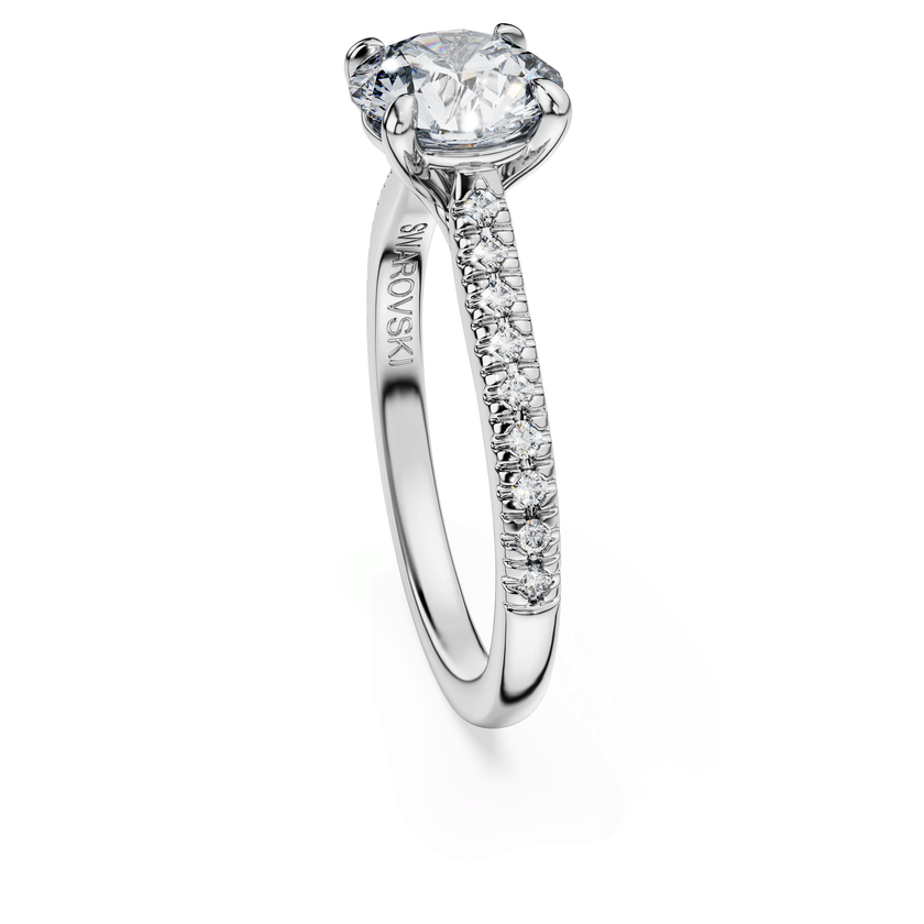 swarovski خاتم سوليتير eternity، أحجار ألماس مُصنعة في المختبر بإجمالي 1 7 قيراط، قطع مستدير، ذهب أبيض عيار 18