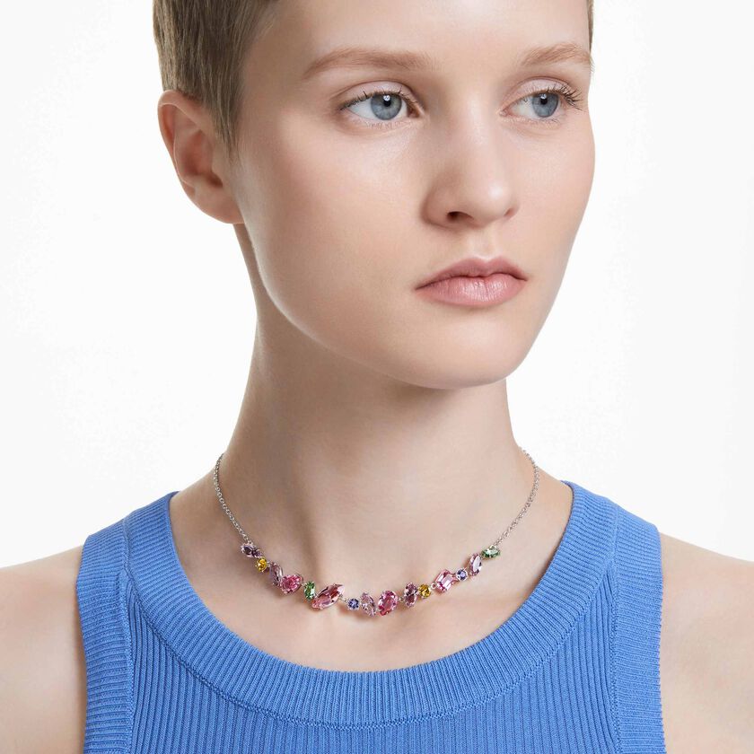swarovski عقد gema، قطع متنوع، ألوان متعددة، طلاء روديوم