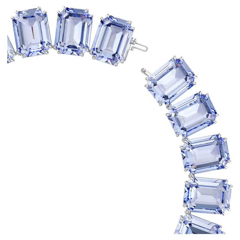 swarovski عقد millenia tennis، قطع مثمن، لون أزرق، طلاء روديوم