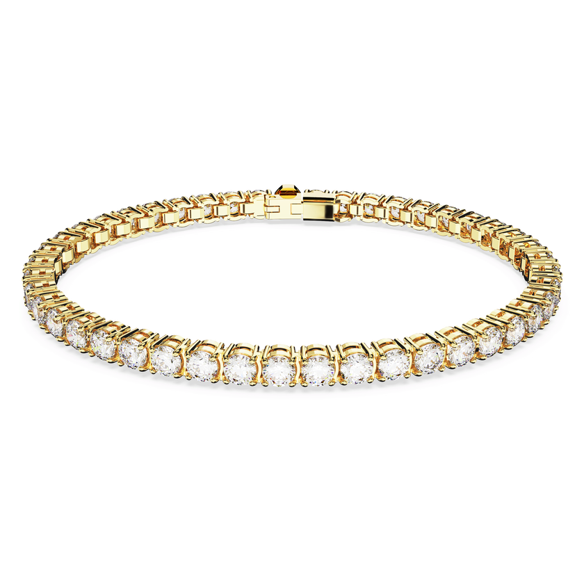 swarovski سوار تنس matrix، قطع مُستدير، لون أبيض، لمسة نهائية من الذهب عيار 18 قيراط