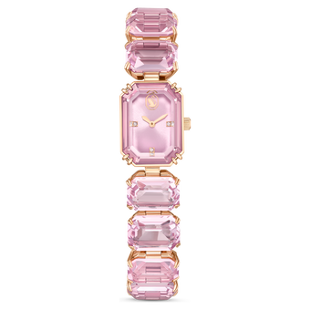swarovski ساعة، سوار قطع مُثَمَّن، لمسة نهائية بلون ذهبي وردي