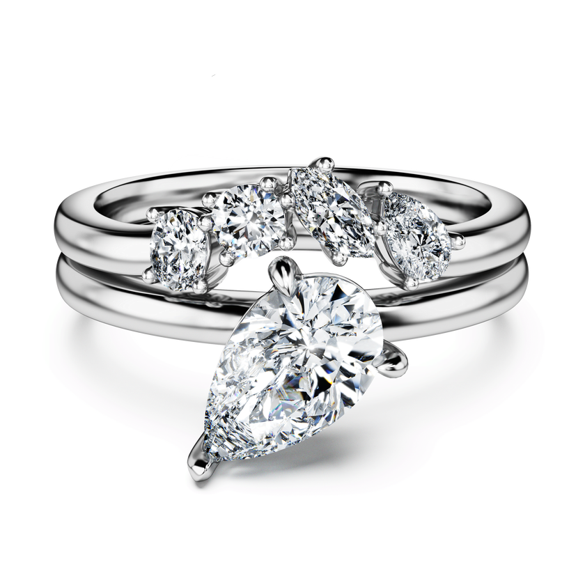swarovski خاتم galaxy، أحجار ألماس مُصنعة في المختبر بإجمالي 1 4 قيراط، ذهب أبيض عيار 18