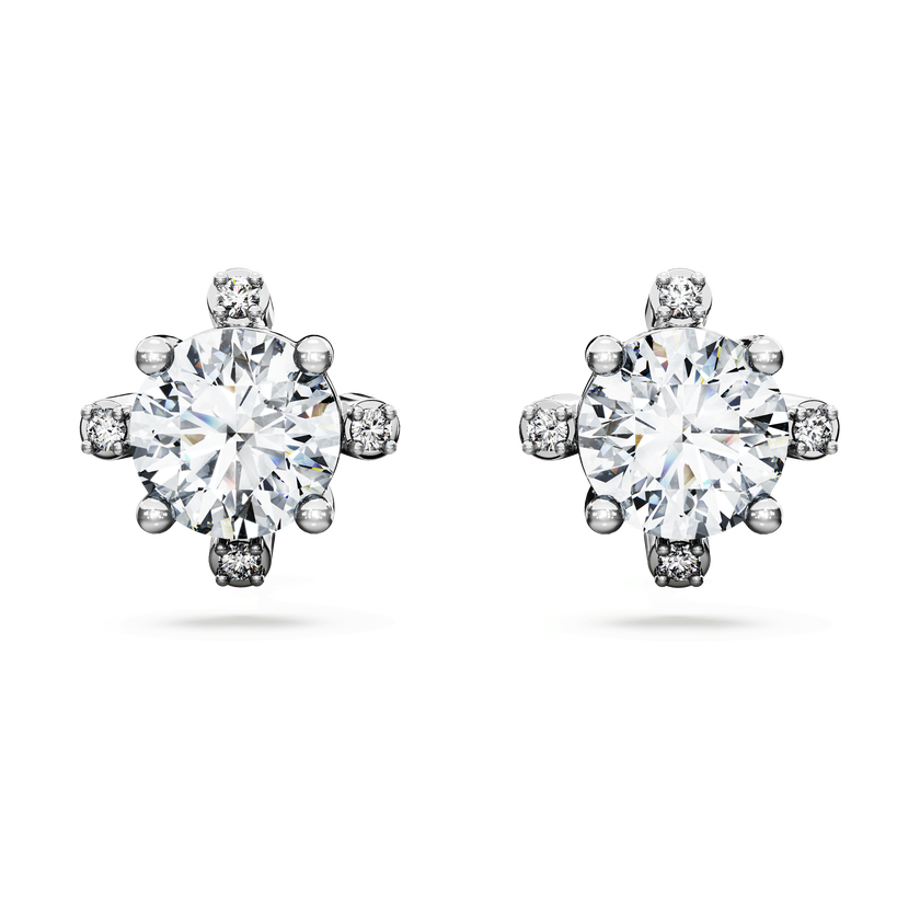 swarovski أقراط دبوسية galaxy، أحجار ألماس مُصنعة في المختبر بإجمالي 2 1 قيراط، ذهب أبيض عيار 18