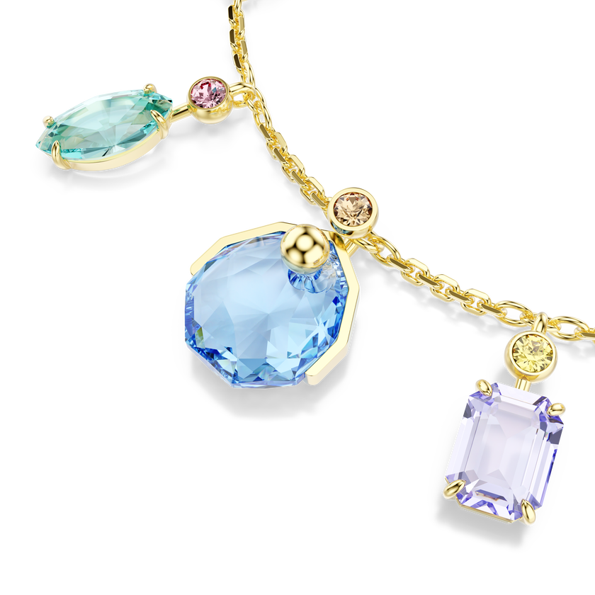 swarovski سوار gema، قطع متنوع، أحجار كريستال متدلية، ألوان متعددة، طلاء باللون الذهبي