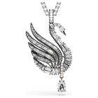 swarovski قلادة وبروش swan vienna، شكل بجعة، لون أبيض، طلاء روثينيوم