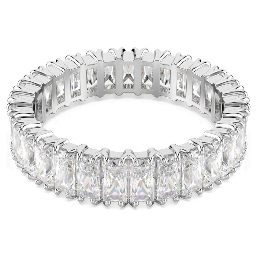 swarovski خاتم matrix، قطع باغيت، لون أبيض، لمسة نهائية باللون الفضي