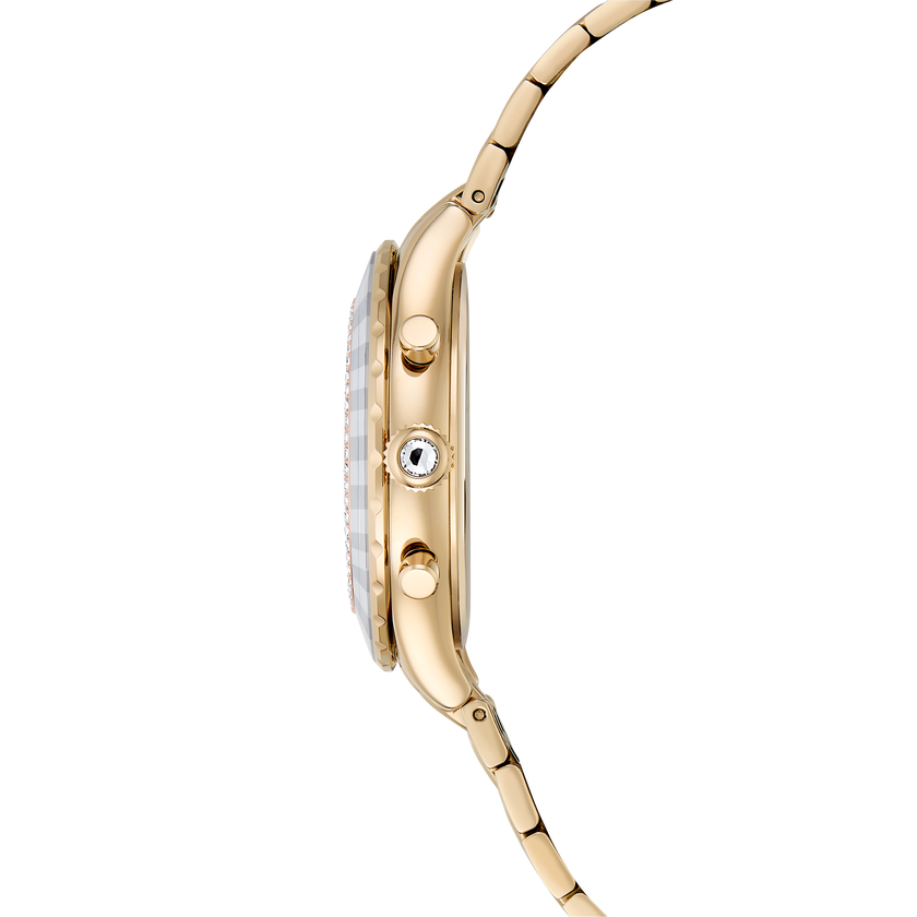 swarovski ساعة octea chrono، صناعة سويسرية، سوار معدني، لون ذهبي، لمسة نهائية بلون شامبين ذهبي