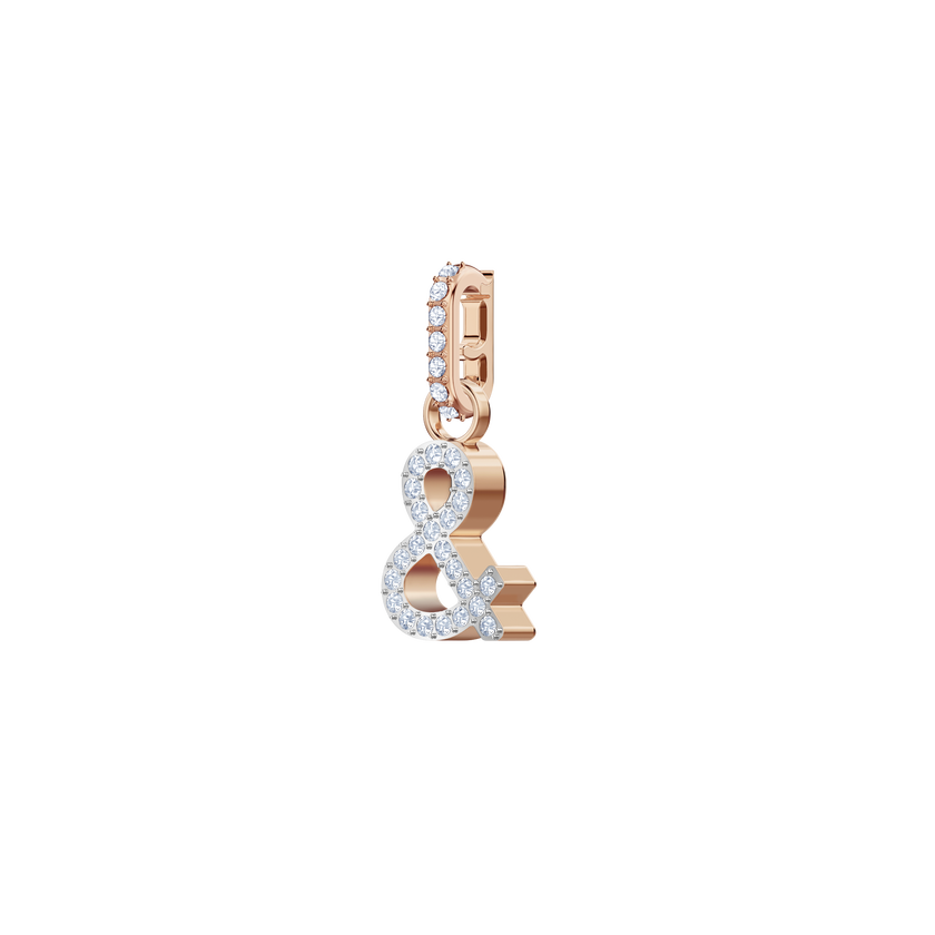 سلسلة على شكل & من مجموعة Swarovski Remix Collection Charm، بيضاء، بطلاء ذهب وردي