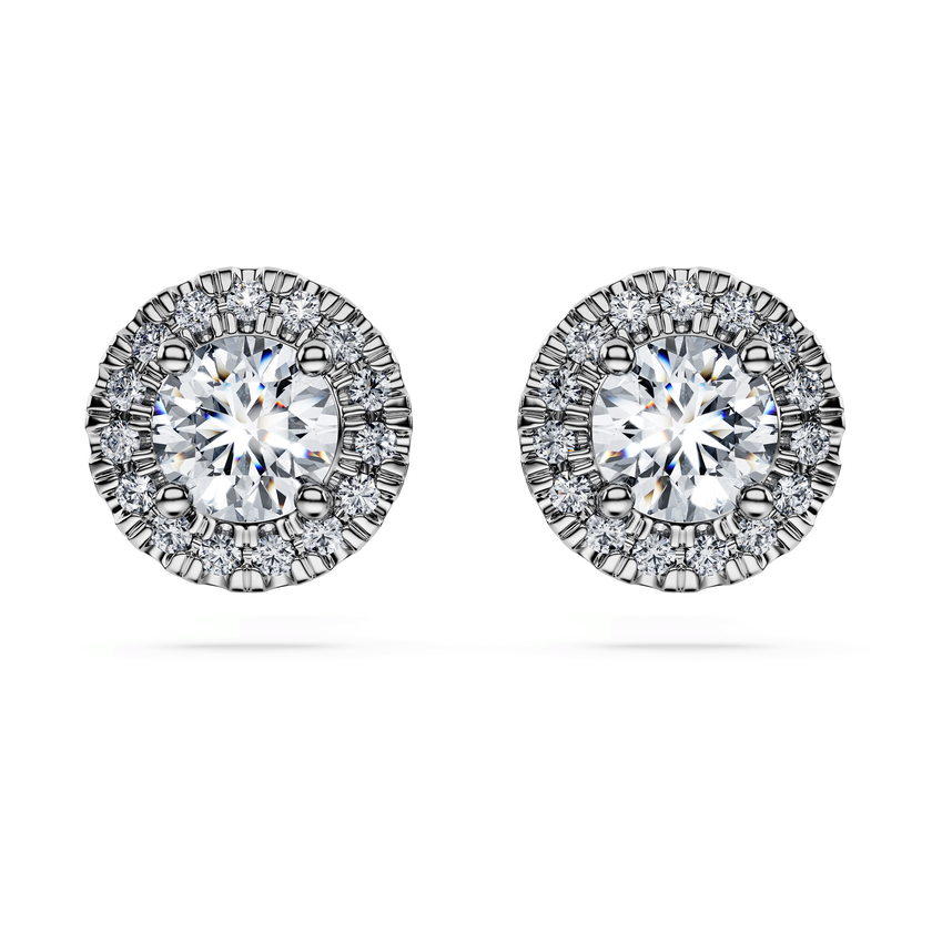 swarovski أقراط دبوسية eternity، أحجار ألماس مُصنعة في المختبر بإجمالي 1 25 قيراط، ذهب أبيض عيار 18