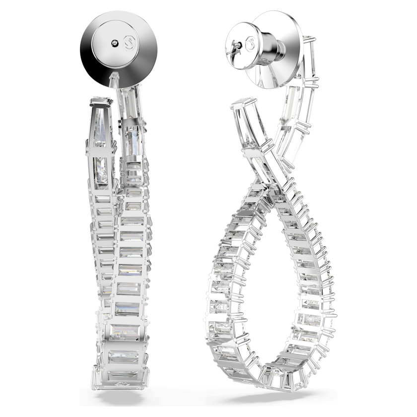 swarovski أقراط متدلية hyperbola، شكل إنفينيتي، لون أبيض، طلاء روديوم