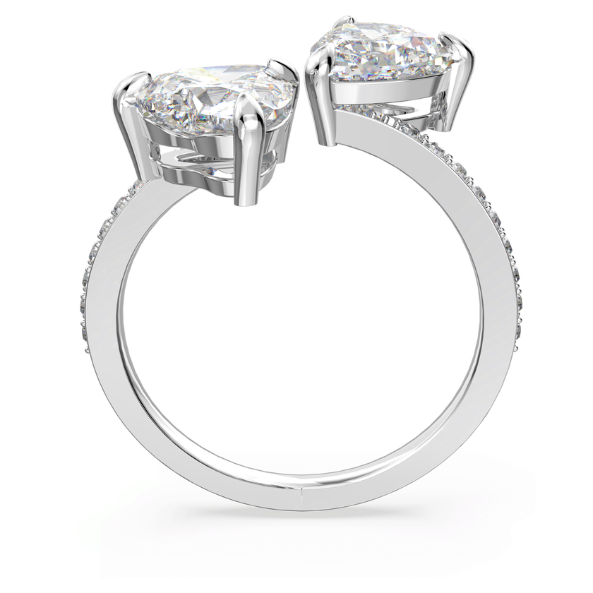 swarovski خاتم مفتوح، mesmera شكل قلب، لون أبيض، طلاء روديوم