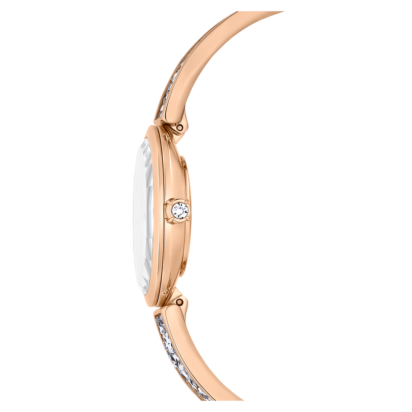 swarovski ساعة crystal rock oval، صناعة سويسرية، سوار معدني، لون فضي، لمسة نهائية بلون ذهبي وردي