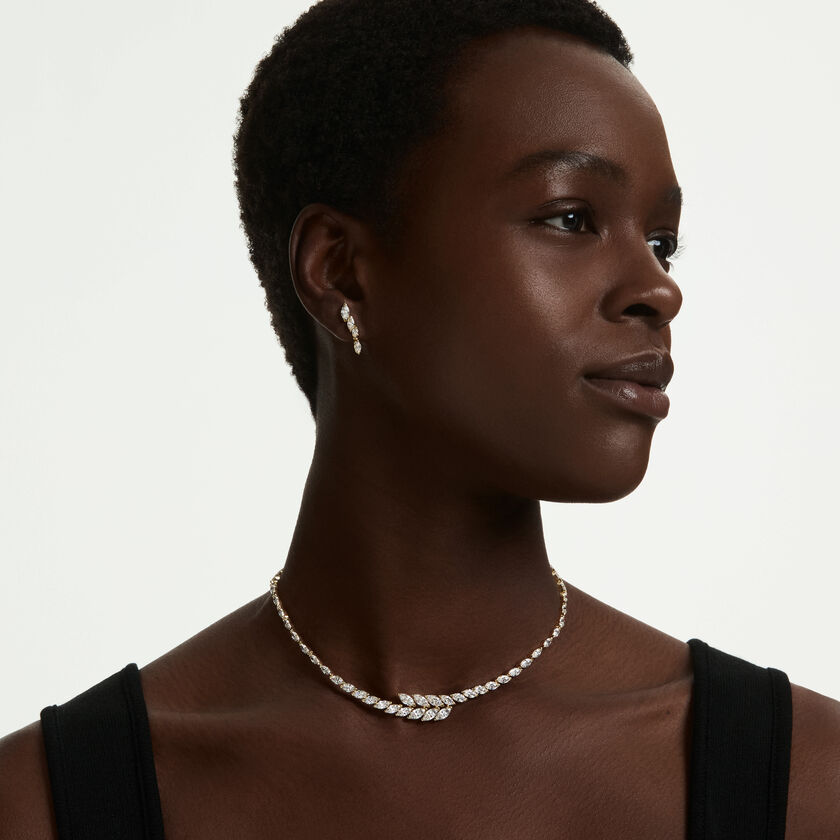 swarovski طقم mesmera، طقم  2 ، قطع ماركيز، لون أبيض، لمسة نهائية من الذهب عيار 18 قيراط