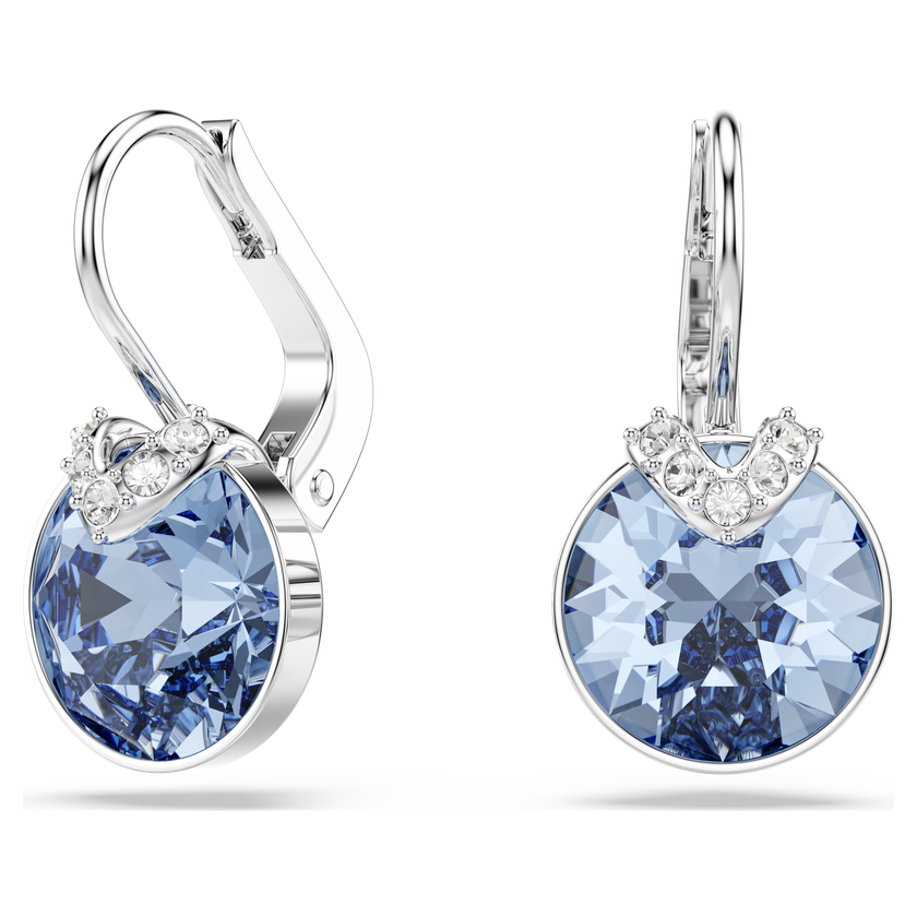 swarovski أقراط bella v متدلية، قطع مستدير، لون أزرق، طلاء روديوم