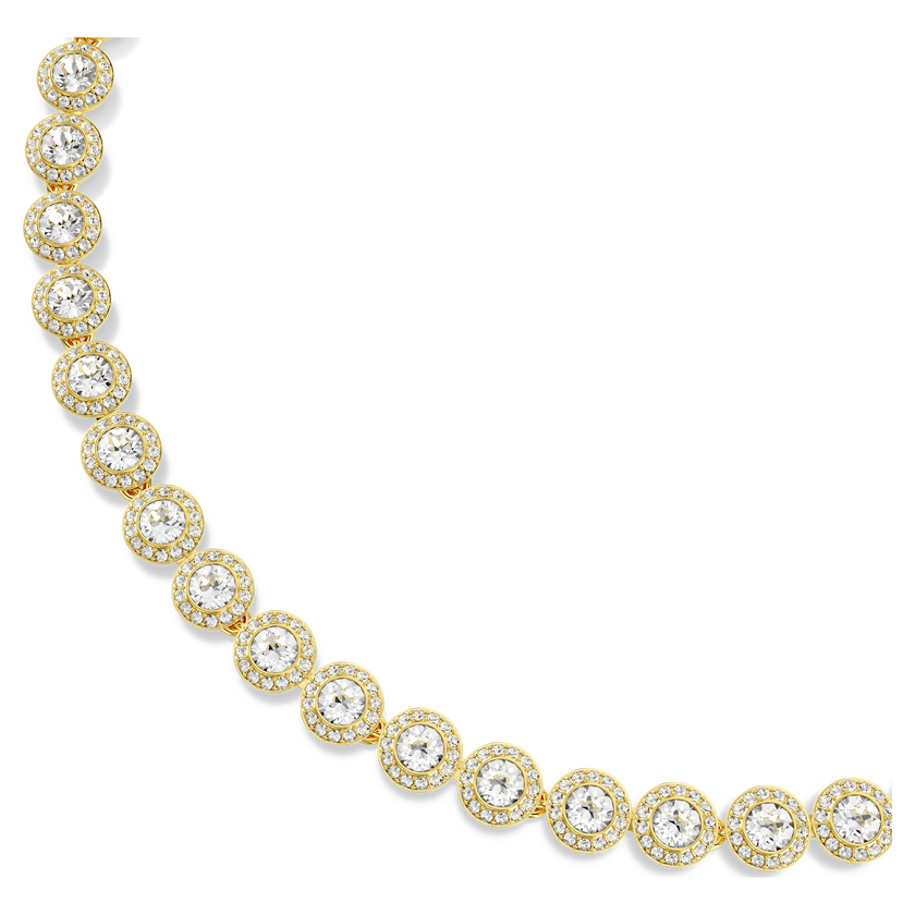 swarovski عقد una angelic tennis، قطع مستدير، لون أبيض، طلاء باللون الذهبي