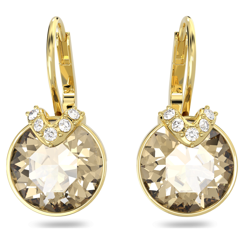 swarovski أقراط متدلية bella على شكل حرف v، قطع مُستدير، لون ذهبي، لمسة نهائية من الذهب عيار 18 قيراط