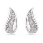 swarovski أقراط مشبك classica، تصميم مميز، قطع مُستدير، لون أبيض، فضة استرليني