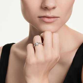 swarovski خاتم chroma، قطع متنوع، نجمة، لون أبيض، طلاء روديوم