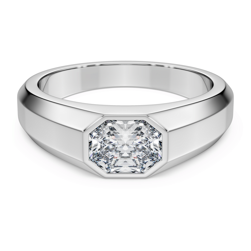 swarovski دبلة octagon، أحجار ألماس مُصنعة في المختبر بإجمالي 1 0 قيراط، شكل مثمن، ذهب أبيض عيار 18