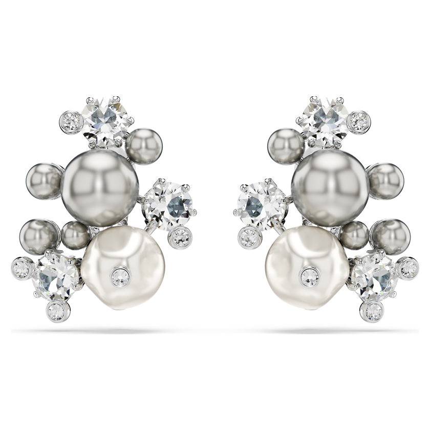 swarovski أقراط constella، لآلئ كريستال، قطع مستدير، لون أبيض، طلاء روديوم