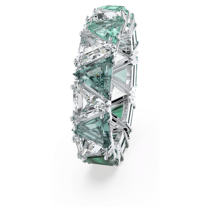 swarovski خاتم كوكتيل matrix، قطع مثلث، لون أخضر، طلاء روديوم