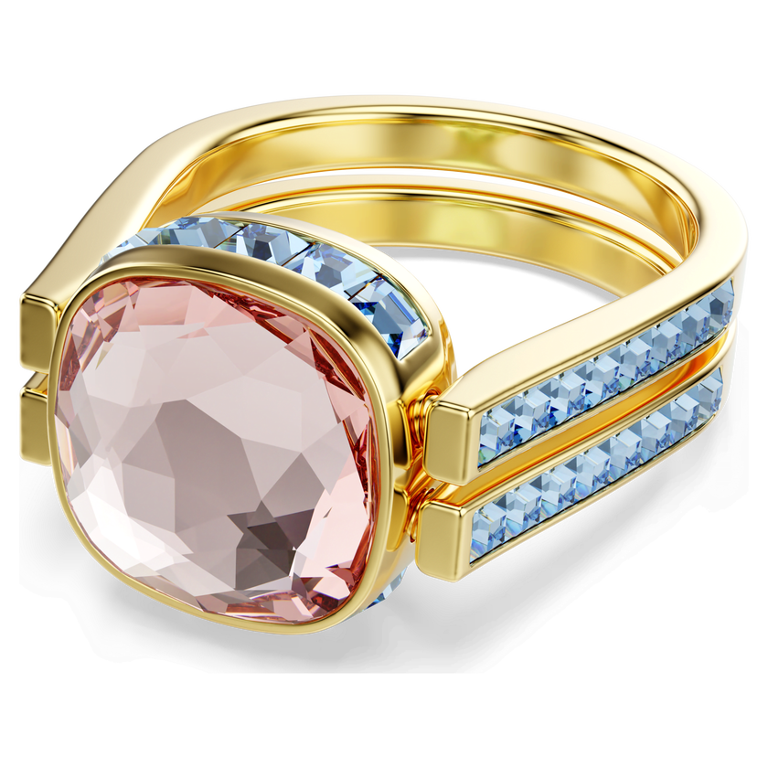 swarovski خاتم chroma، قطع على شكل وسادة، ألوان متعددة، طلاء باللون الذهبي