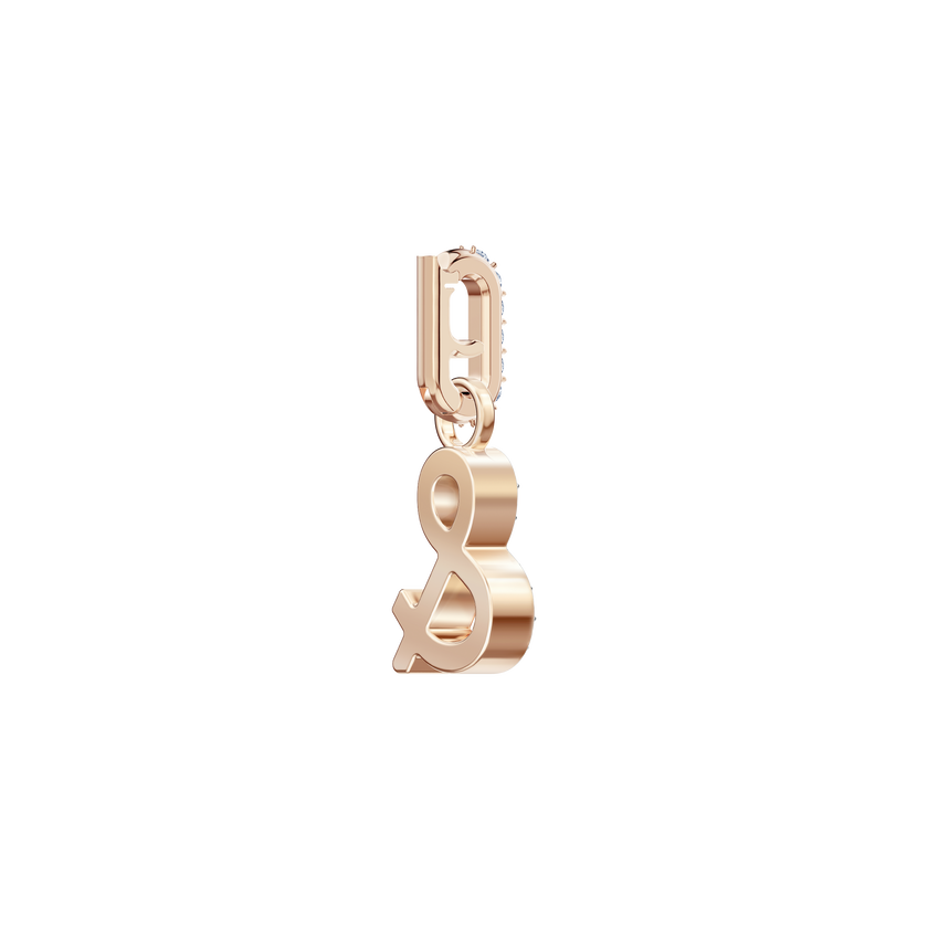سلسلة على شكل & من مجموعة Swarovski Remix Collection Charm، بيضاء، بطلاء ذهب وردي