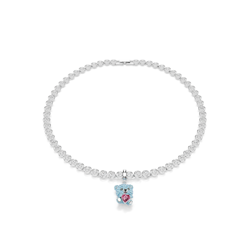 swarovski حلية idyllia، قطع متنوع، شكل دب، لون أزرق، طلاء روديوم