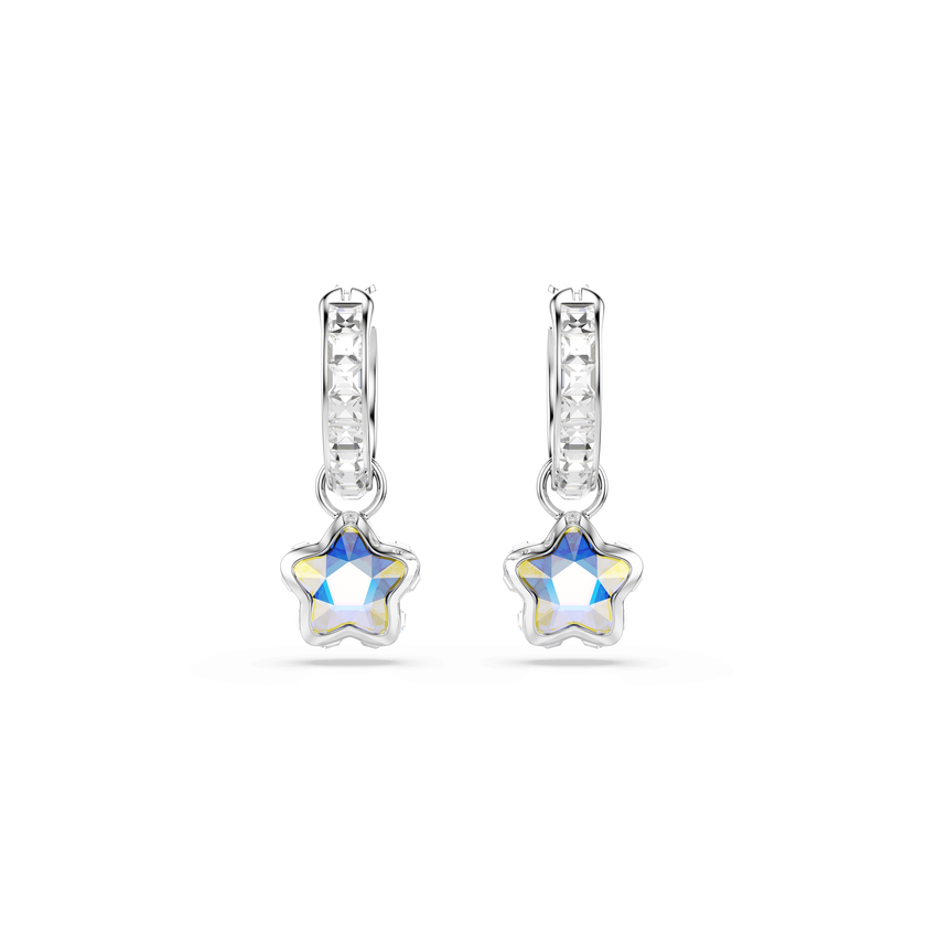 swarovski أقراط متدلية chroma، قطع متنوع، نجمة، لون أبيض، طلاء روديوم