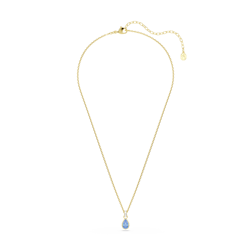 swarovski قلادة chroma، قطع على شكل كمثرى، لون أزرق، لمسة نهائية من الذهب عيار 18 قيراط