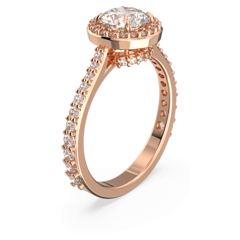 swarovski خاتم كوكتيل una angelic، قطع مُستدير، ترصيع بافيه، لون أبيض، لمسة نهائية من الذهب الوردي عيار 18 قيراط