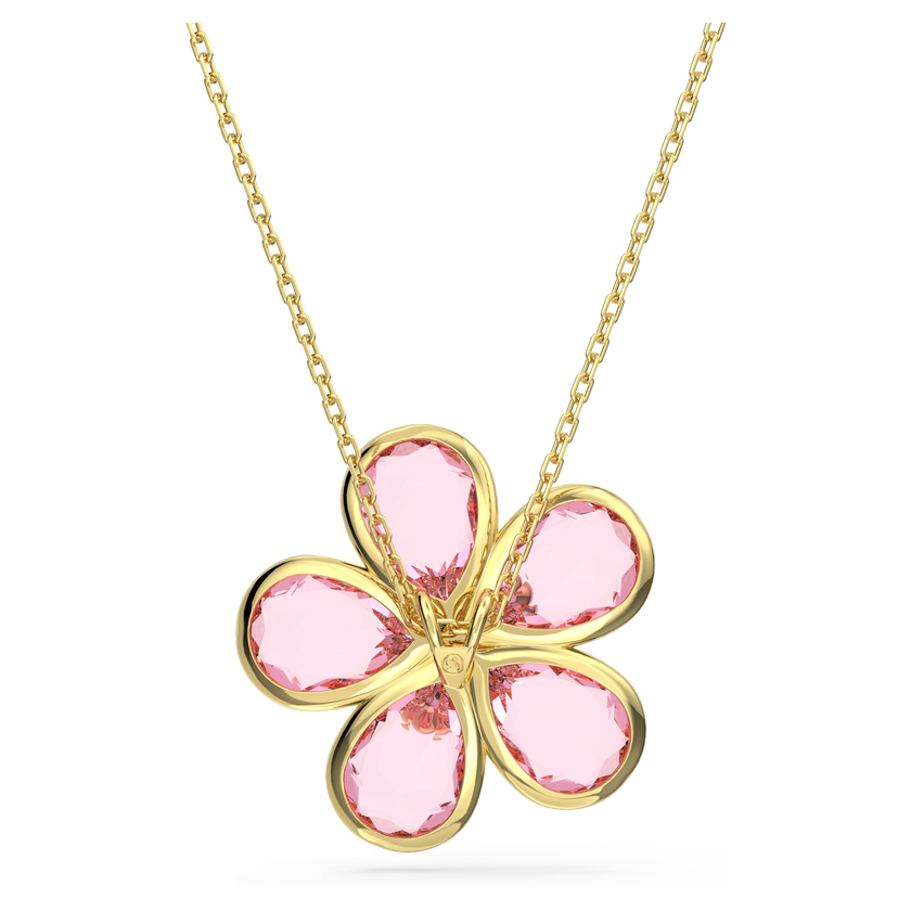 swarovski عقد idyllia، على شكل زهرة، لون وردي، طلاء بلون ذهبي