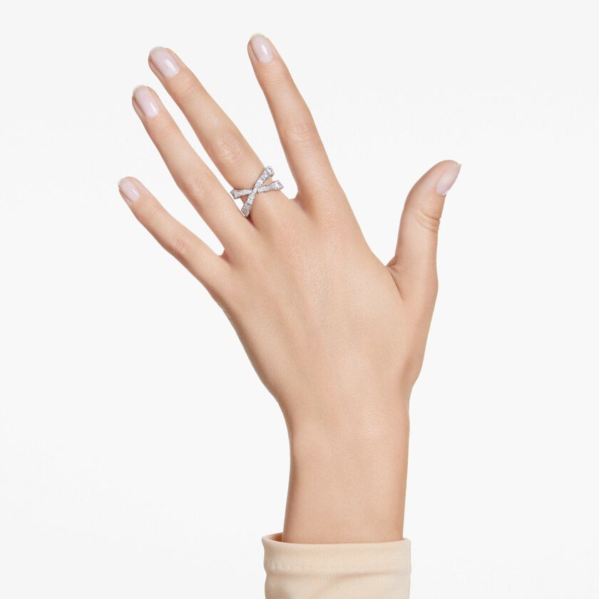 swarovski خاتم hyperbola، شكل إنفينيتي، لون أبيض، طلاء روديوم