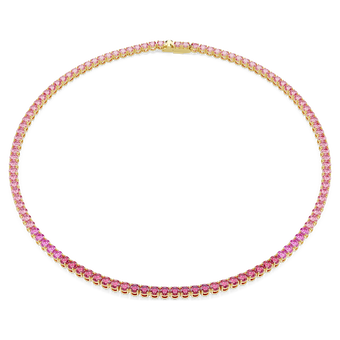 swarovski عقد matrix tennis، قطع مستدير، لون وردي، طلاء باللون الذهبي