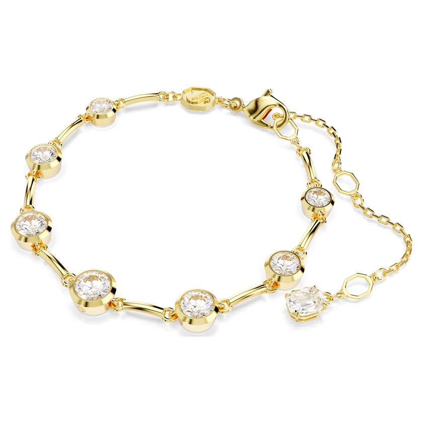 swarovski سوار imber tennis، قطع مستدير متنوع، لون أبيض، طلاء باللون الذهبي