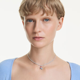 عقد شوكر ariana grande x swarovski، قطع متنوع، شكل زهرة، ألوان متعددة، طلاء روديوم