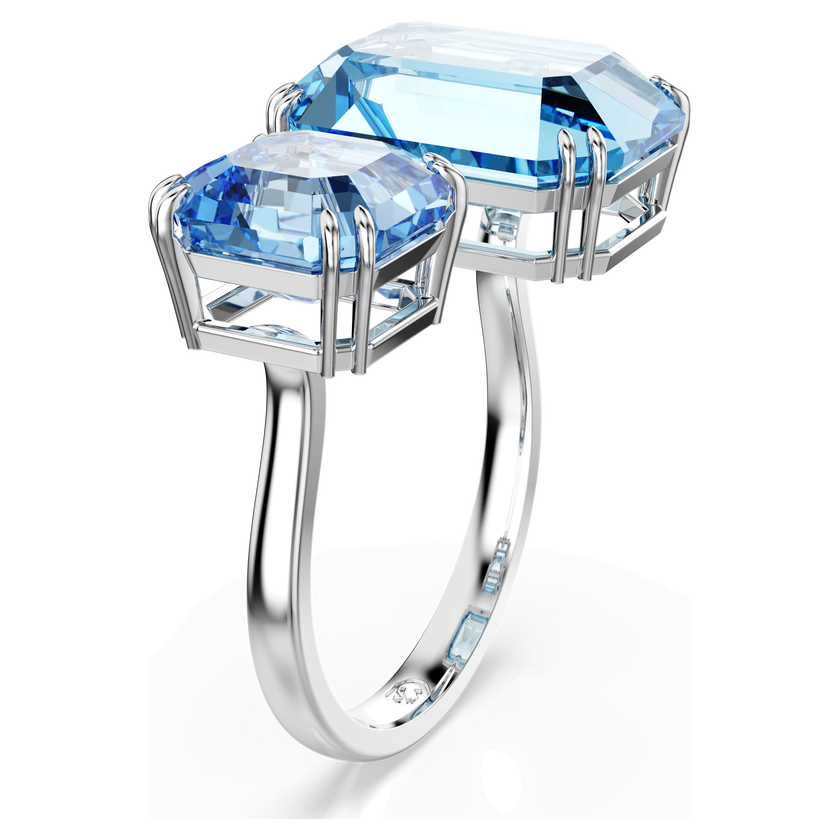 swarovski خاتم مفتوح millenia، قطع مُثَمَّن، لون أزرق، طلاء روديوم