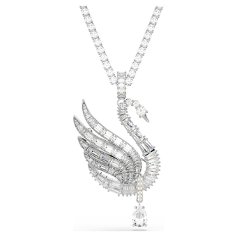 swarovski قلادة وبروش vienna، قطع متنوع، بجعة، لون أبيض، طلاء روديوم