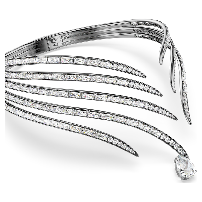 swarovski عقد شوكر the vienna collection، شكل ريشة، لون أبيض، طلاء روثينيوم