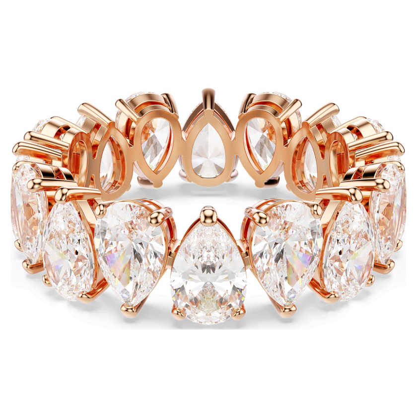 swarovski خاتم matrix vitorre، قطع على شكل كمثرى، لون أبيض، لمسة نهائية باللون الذهبي الوردي