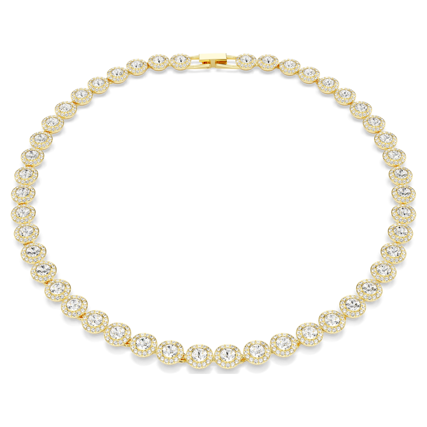 swarovski عقد una angelic tennis، قطع مستدير، لون أبيض، طلاء باللون الذهبي