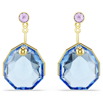 swarovski أقراط بحلية خلفية gema، لون أزرق، طلاء باللون الذهبي