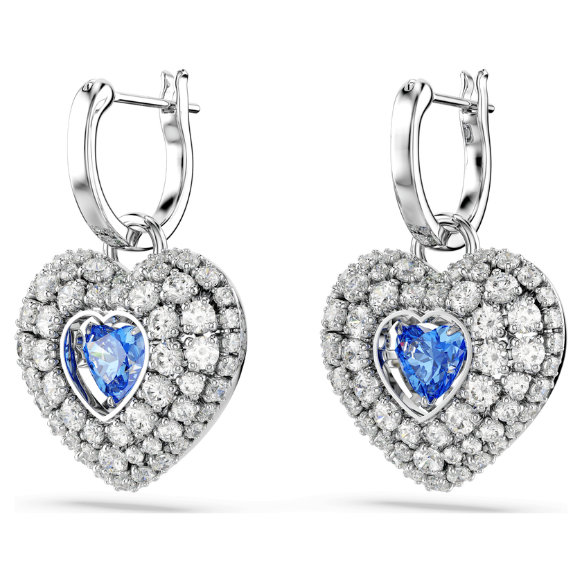 swarovski أقراط متدلية idyllia، على شكل قلب، لون أزرق، طلاء روديوم
