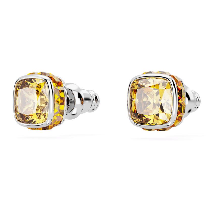 swarovski أقراط دبوسية birthstone، قطع مربع، شهر نوفمبر، لون أصفر، طلاء روديوم