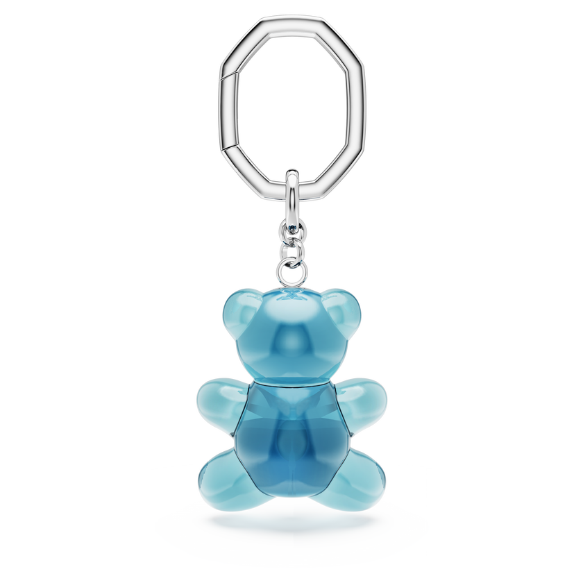 swarovski حلقة المفاتيح teddy، شكل دب، لون أزرق، طلاء روديوم