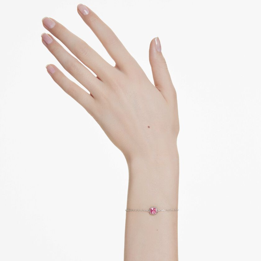 swarovski سوار birthstone، قطع مربع، october، لون وردي، طلاء روديوم