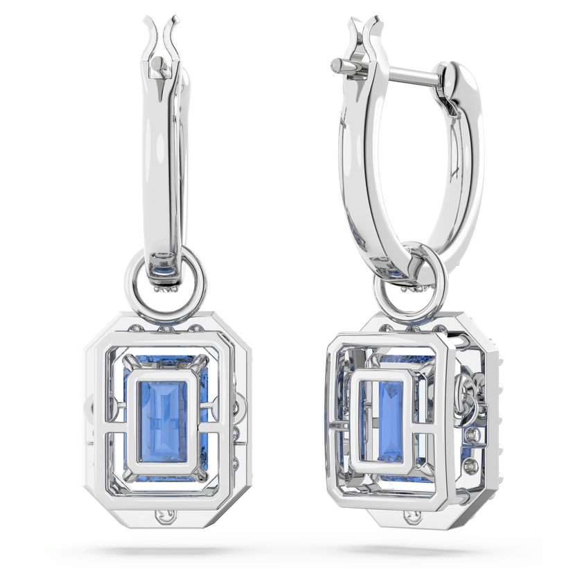 swarovski أقراط متدلية una، قطع مثمن، لون أزرق، طلاء روديوم