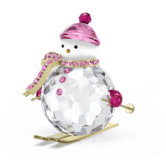 swarovski مجسم holiday cheers على شكل رجل الثلج، لون وردي
